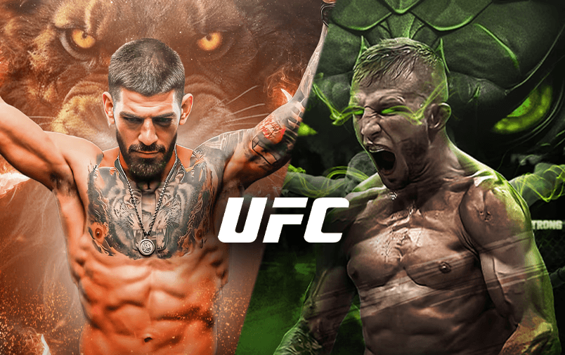 UFC fighter poster designs with intense effects – combat sports promotional graphics